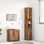 vidaXL Set mobilier de baie, 3 piese, lemn vechi, lemn prelucrat vidaXL Set mobilier de baie, 3 piese, lemn vechi, lemn prelucrat