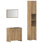 vidaXL Set mobilier de baie, 3 piese, stejar artizanal, lemn prelucrat vidaXL Set mobilier de baie, 3 piese, stejar artizanal, lemn prelucrat