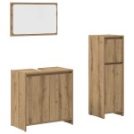 vidaXL Set mobilier de baie, 3 piese, stejar artizanal, lemn prelucrat vidaXL Set mobilier de baie, 3 piese, stejar artizanal, lemn prelucrat