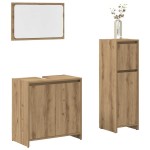 vidaXL Set mobilier de baie, 3 piese, stejar artizanal, lemn prelucrat vidaXL Set mobilier de baie, 3 piese, stejar artizanal, lemn prelucrat