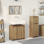 vidaXL Set mobilier de baie, 3 piese, stejar artizanal, lemn prelucrat vidaXL Set mobilier de baie, 3 piese, stejar artizanal, lemn prelucrat
