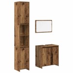 vidaXL Set mobilier de baie, 3 piese, lemn vechi, lemn prelucrat vidaXL Set mobilier de baie, 3 piese, lemn vechi, lemn prelucrat