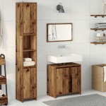vidaXL Set mobilier de baie, 3 piese, lemn vechi, lemn prelucrat vidaXL Set mobilier de baie, 3 piese, lemn vechi, lemn prelucrat