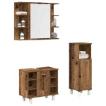 vidaXL Set mobilier de baie, 3 piese, lemn vechi, lemn prelucrat vidaXL Set mobilier de baie, 3 piese, lemn vechi, lemn prelucrat