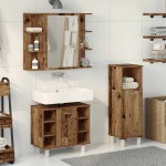 vidaXL Set mobilier de baie, 3 piese, lemn vechi, lemn prelucrat vidaXL Set mobilier de baie, 3 piese, lemn vechi, lemn prelucrat