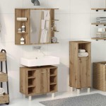 vidaXL Set mobilier de baie, 3 piese, stejar artizanal, lemn prelucrat vidaXL Set mobilier de baie, 3 piese, stejar artizanal, lemn prelucrat