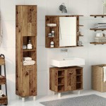 vidaXL Set mobilier de baie, 3 piese, lemn vechi, lemn prelucrat vidaXL Set mobilier de baie, 3 piese, lemn vechi, lemn prelucrat