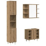 vidaXL Set mobilier de baie, 3 piese, stejar artizanal, lemn prelucrat vidaXL Set mobilier de baie, 3 piese, stejar artizanal, lemn prelucrat