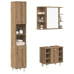 vidaXL Set mobilier de baie, 3 piese, stejar artizanal, lemn prelucrat vidaXL Set mobilier de baie, 3 piese, stejar artizanal, lemn prelucrat