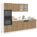 vidaXL Set dulapuri de bucătărie 7 piese Artisan Stejar lemn prelucrat vidaXL Set dulapuri de bucătărie 7 piese Artisan Stejar lemn prelucrat