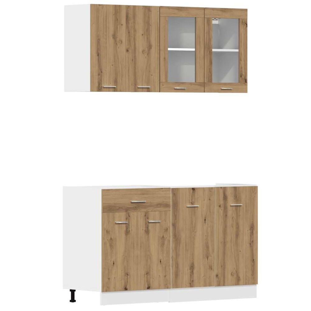 vidaXL Set dulapuri de bucătărie 4 piese Artisan Stejar lemn prelucrat
