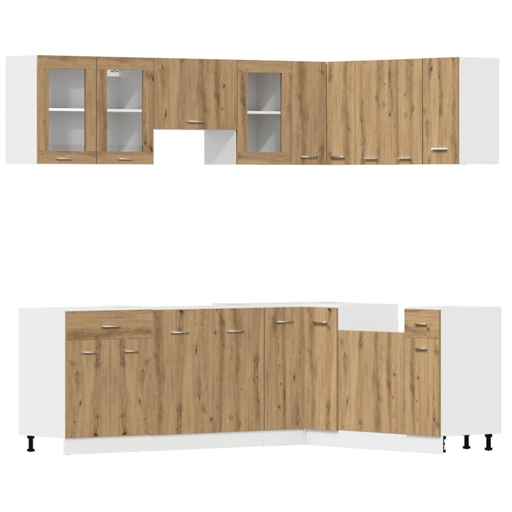 vidaXL Set dulapuri bucătărie 11 piese Artisan Stejar lemn prelucrat