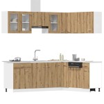 vidaXL Set dulapuri bucătărie 11 piese Artisan Stejar lemn prelucrat vidaXL Set dulapuri bucătărie 11 piese Artisan Stejar lemn prelucrat