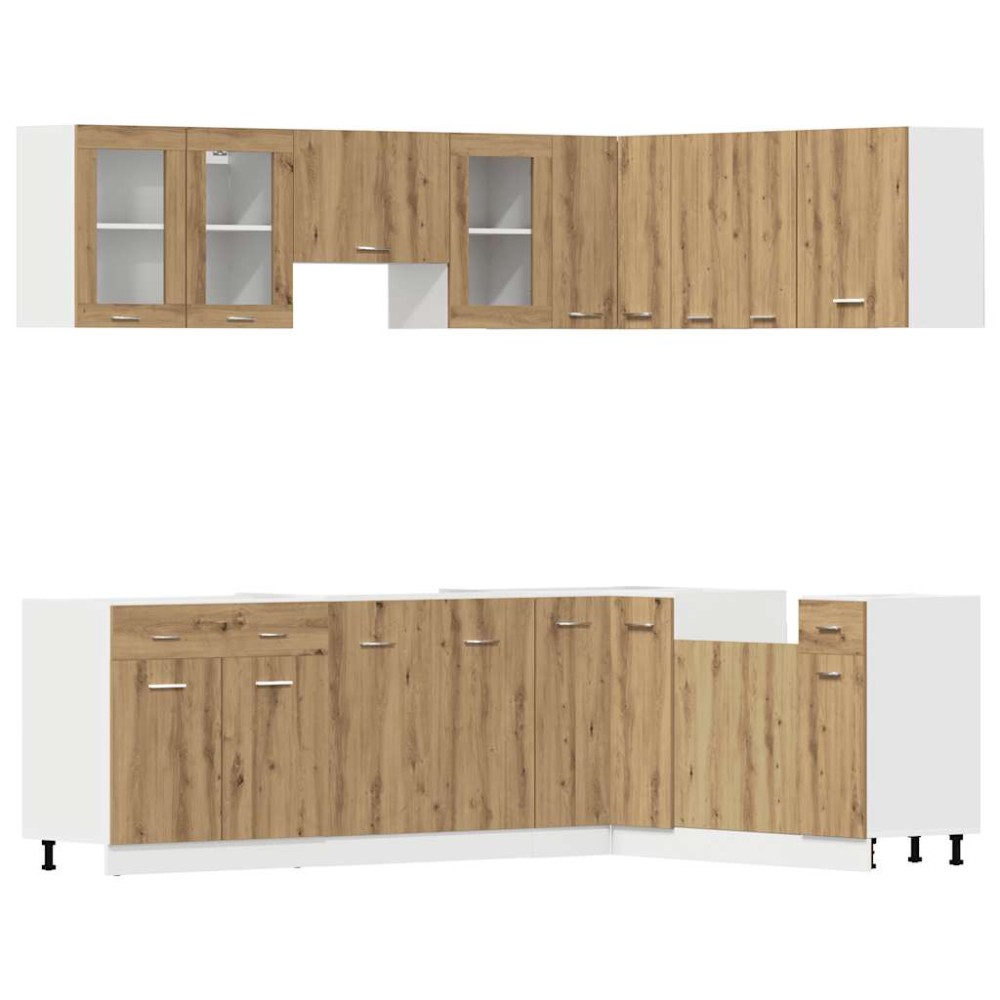 vidaXL Set dulapuri bucătărie 11 piese Artisan Stejar lemn prelucrat
