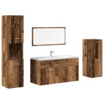 vidaXL Set mobilier de baie, 4 piese, lemn vechi, lemn prelucrat