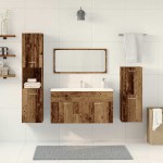 vidaXL Set mobilier de baie, 4 piese, lemn vechi, lemn prelucrat