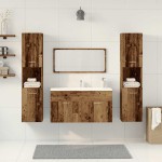vidaXL Set mobilier de baie, 4 piese, lemn vechi, lemn prelucrat
