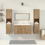 vidaXL Set mobilier de baie, 4 piese, stejar artizanal, lemn prelucrat