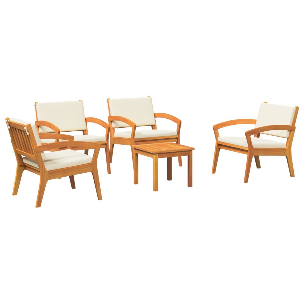 vidaXL Set bistro 5 pcs Maro 45 x 45 x 38cm Lemn masiv de acacia