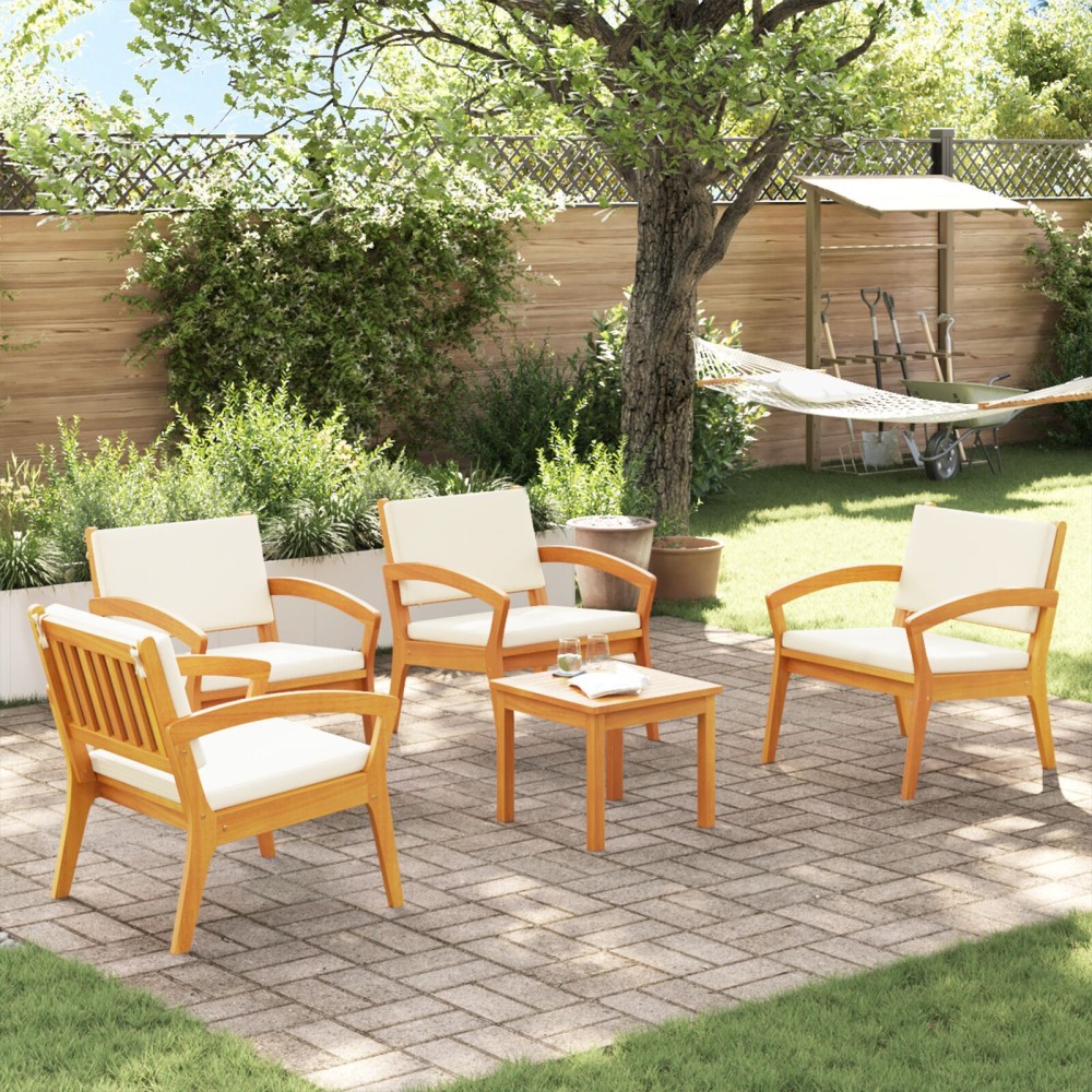 vidaXL Set bistro 5 pcs Maro 45 x 45 x 38cm Lemn masiv de acacia