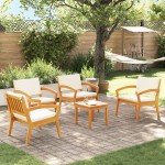 vidaXL Set bistro 5 pcs Maro 45 x 45 x 38cm Lemn masiv de acacia vidaXL Set bistro 5 pcs Maro 45 x 45 x 38cm Lemn masiv de acacia