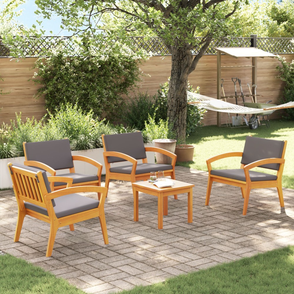vidaXL Set bistro 5 pcs Maro 45 x 45 x 38cm Lemn masiv de acacia