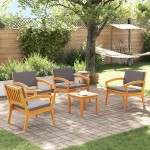 vidaXL Set bistro 5 pcs Maro 45 x 45 x 38cm Lemn masiv de acacia vidaXL Set bistro 5 pcs Maro 45 x 45 x 38cm Lemn masiv de acacia