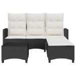 vidaXL Set canapea grădină 3 piese cu perne formă L polirattan negru vidaXL Set canapea grădină 3 piese cu perne formă L polirattan negru
