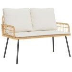 vidaXL Set mobilier de grădină, 2 piese, cu perne, natural, poliratan