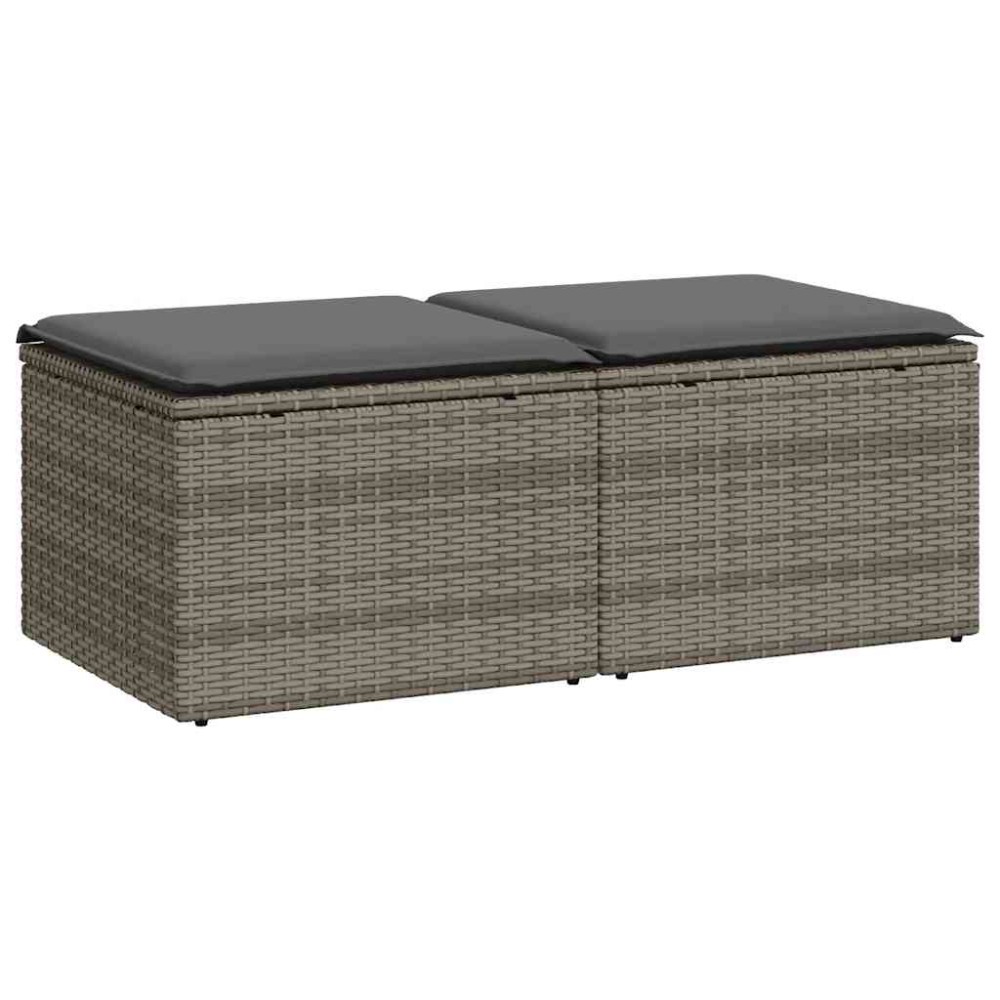 vidaXL Set mobilier grădină cu perne 2 piese gri poliratan/lemn acacia