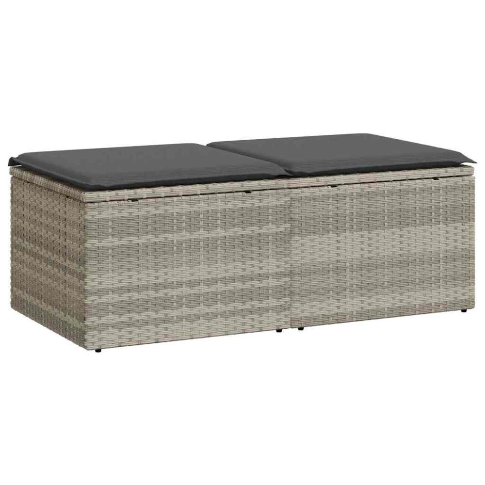 vidaXL Set canapea de grădină cu perne, 2 piese, gri deschis poliratan