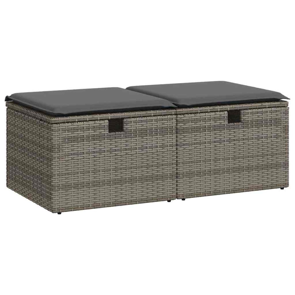 vidaXL Set mobilier grădină cu perne 2 piese gri poliratan/lemn acacia