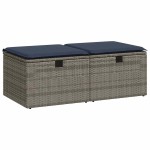 vidaXL Set mobilier grădină cu perne 2 piese gri poliratan/lemn acacia