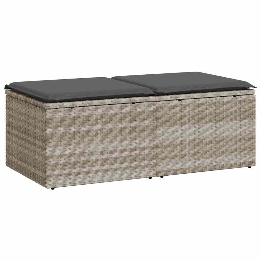 vidaXL Set canapea de grădină cu perne, 2 piese, gri deschis poliratan