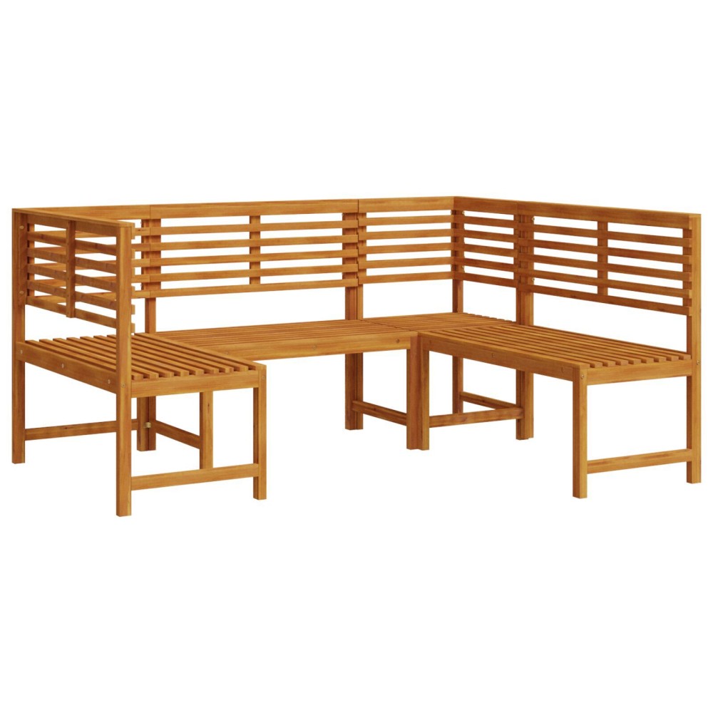 vidaXL Set bancă de grădină, 3 piese, lemn masiv de acacia