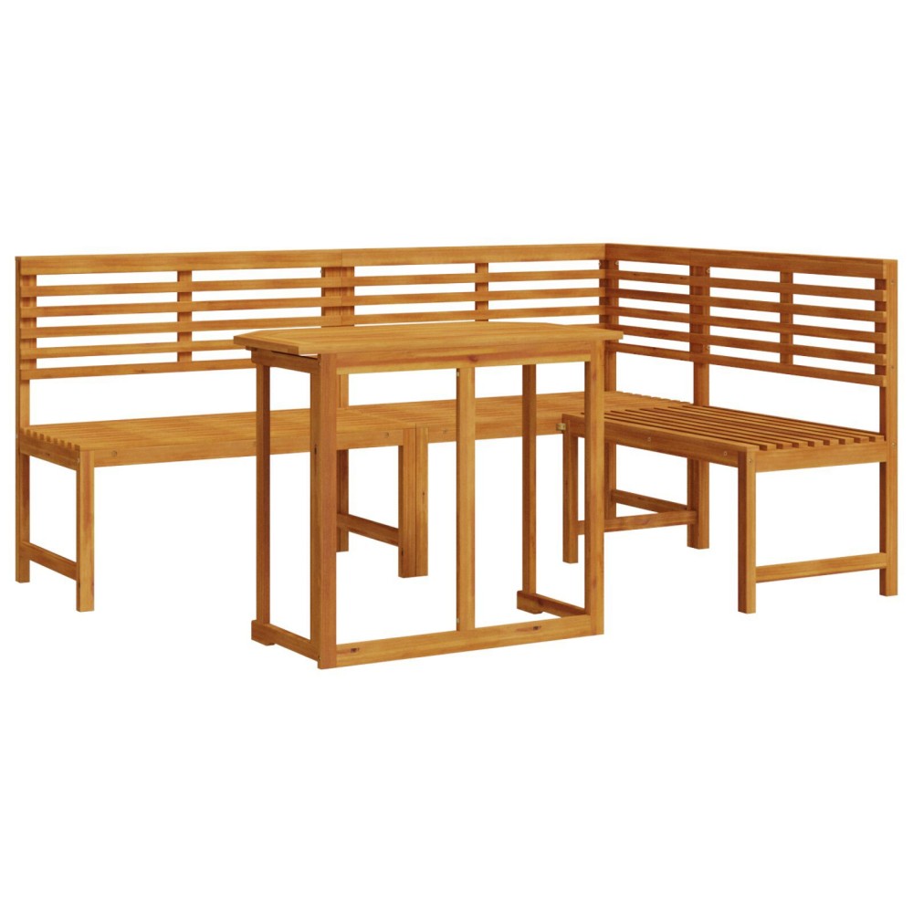 vidaXL Set bistro de grădină, 3 piese, lemn masiv de acacia