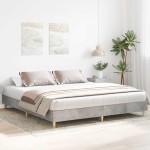 vidaXL Cadru de pat fără saltea Gri beton 200x200 cm Lemn prelucrat