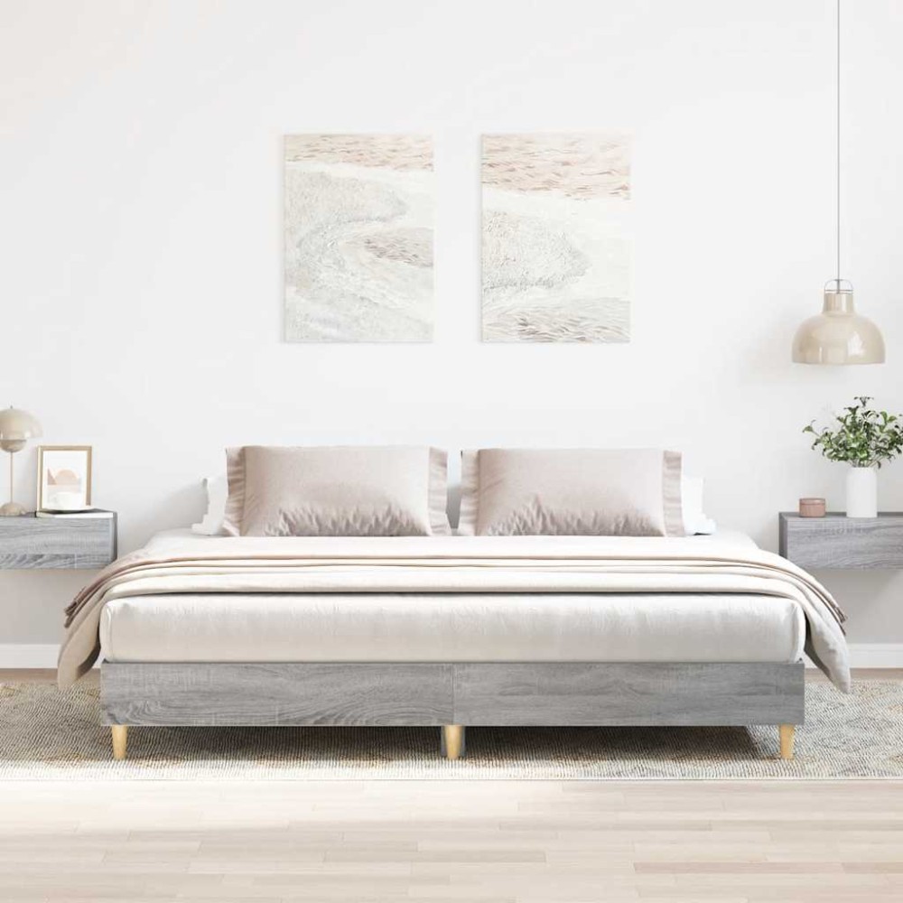 vidaXL Cadru de pat fără saltea Gri Sonoma 200x200 cm lemn prelucrat