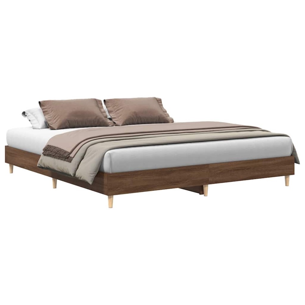 vidaXL Cadru de pat fără saltea Stejar maro 200x200 cm Lemn prelucrat