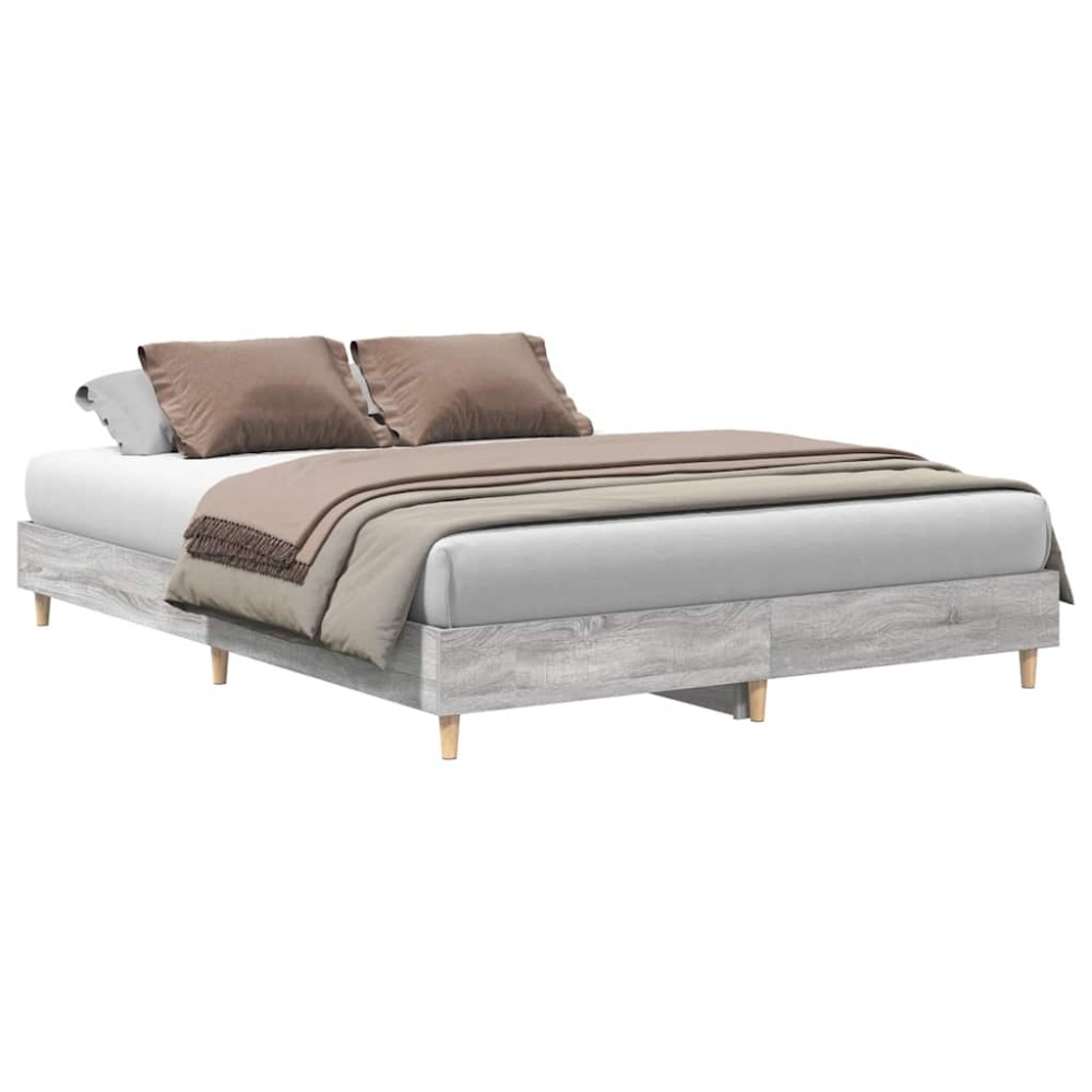 vidaXL Cadru de pat fără saltea Gri Sonoma 150x200 cm Lemn prelucrat