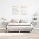 vidaXL Cadru de pat fără saltea Gri beton 140x200 cm Lemn prelucrat vidaXL Cadru de pat fără saltea Gri beton 140x200 cm Lemn prelucrat