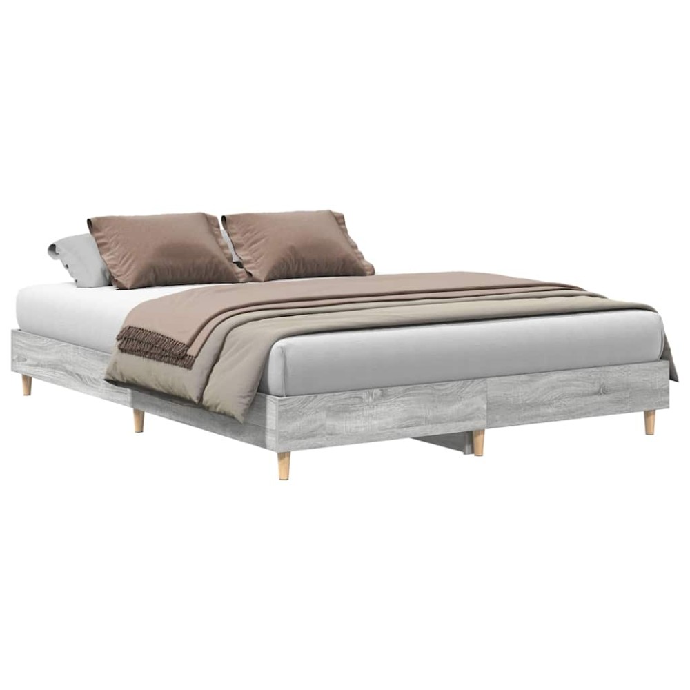 vidaXL Cadru de pat fără saltea Gri Sonoma 140x200 cm lemn prelucrat
