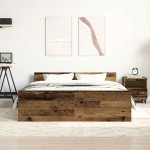 vidaXL Cadru de pat fără saltea Lemn vechi 135x190cm Lemn prelucrat