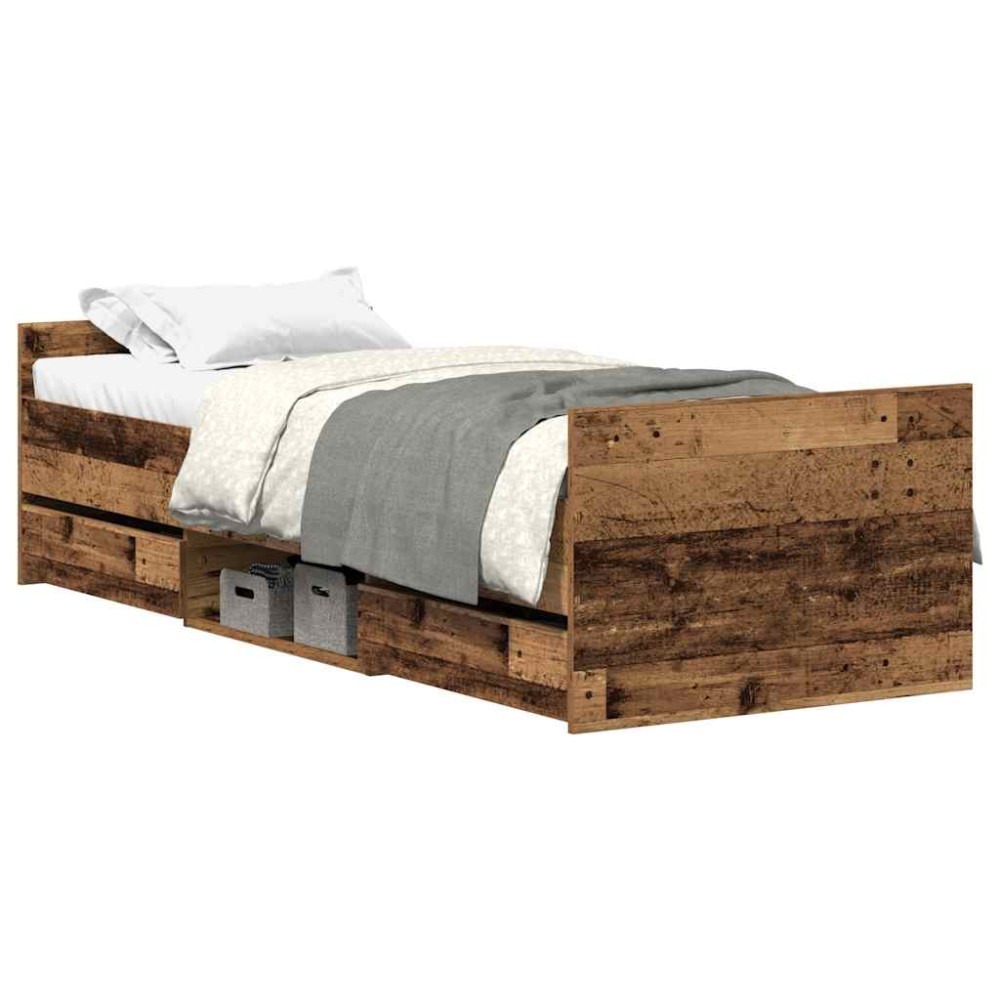 vidaXL Cadru de pat fără saltea Lemn vechi 100x200cm Lemn prelucrat