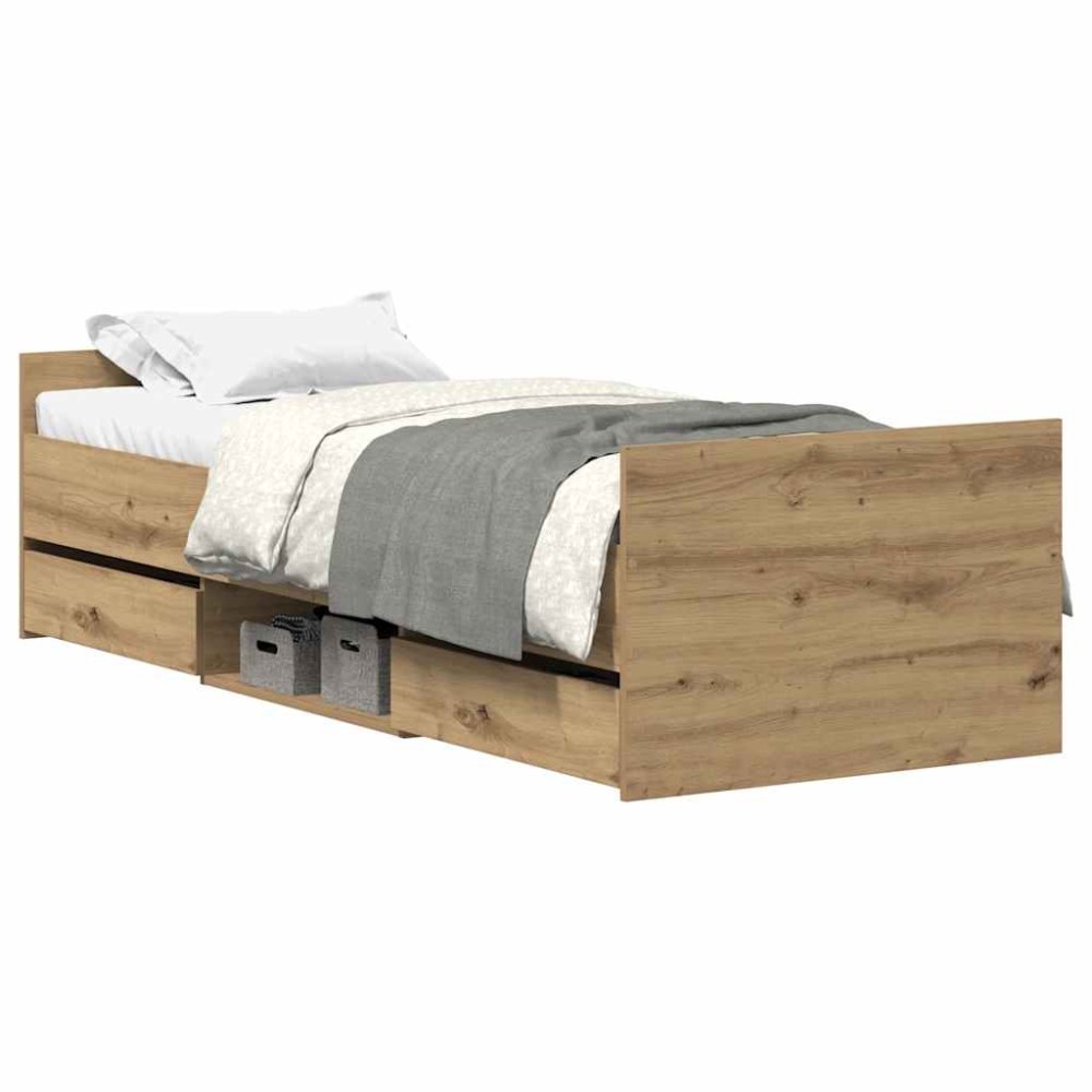 vidaXL Cadru de pat fără saltea Stejar Artisan 90x200cm Lemn prelucrat