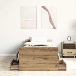 vidaXL Cadru de pat fără saltea Stejar Artisan 90x200cm Lemn prelucrat