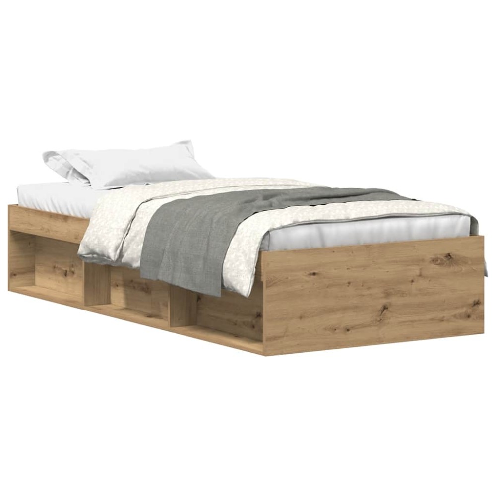 vidaXL Cadru de pat fără saltea Stejar Artisan 90x200cm Lemn prelucrat