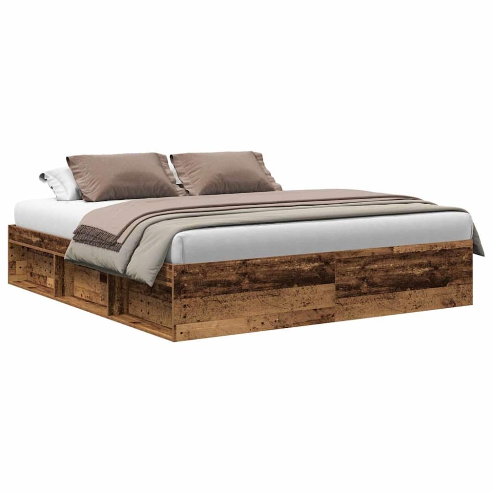 vidaXL Cadru de pat fără saltea Lemn vechi 180x200cm Lemn prelucrat