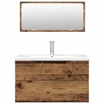 vidaXL Set mobilier de baie, 3 piese, lemn vechi, lemn prelucrat