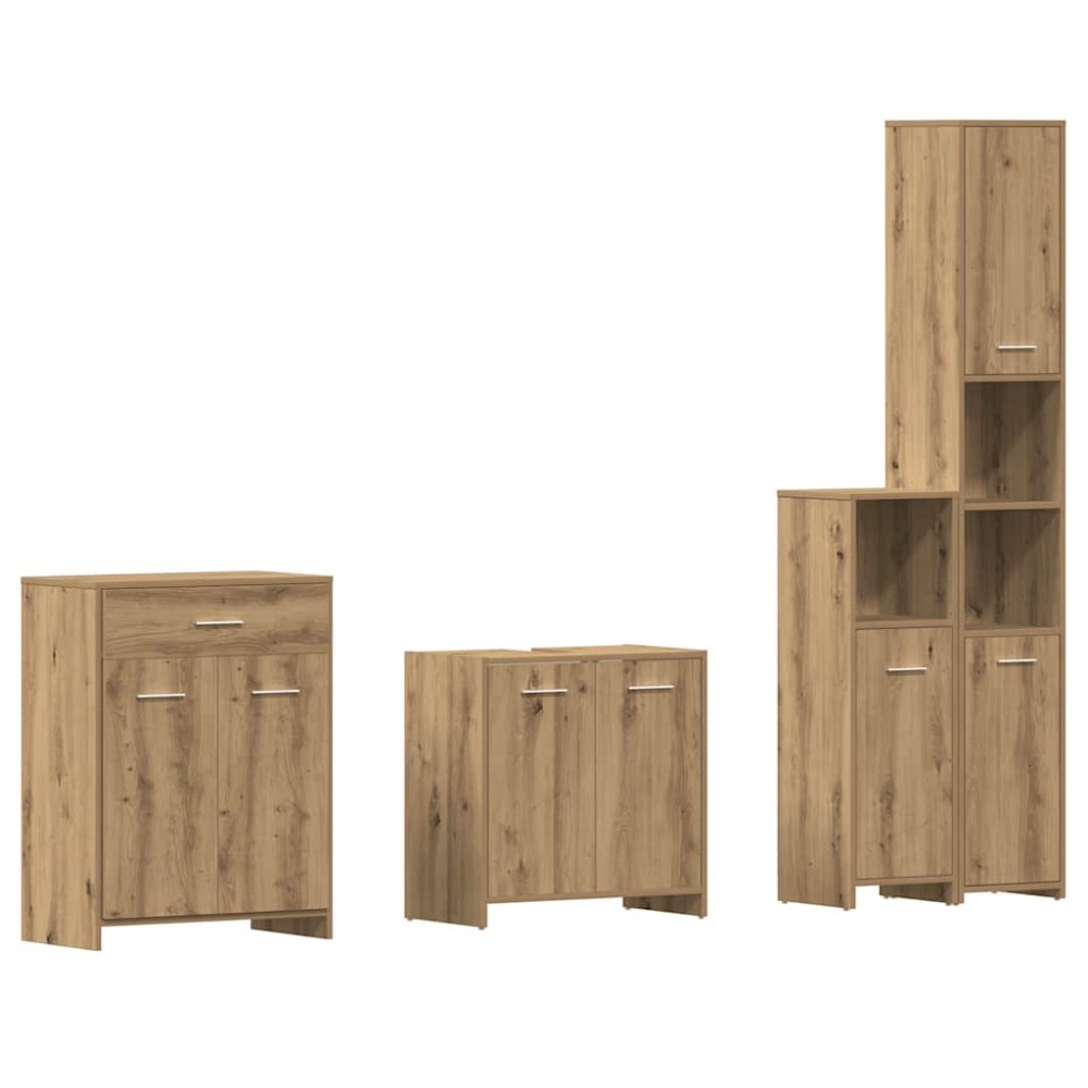 vidaXL Set mobilier de baie, 4 piese, stejar artizanal, lemn prelucrat
